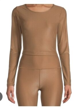 NWT Antonio Melani Active Luminous Crop Top In Gold Size Small